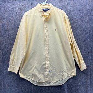 Vintage Ralph Lauren Shirt Mens 16.5 34 Yellow Button Down Dress Yarmouth Oxford